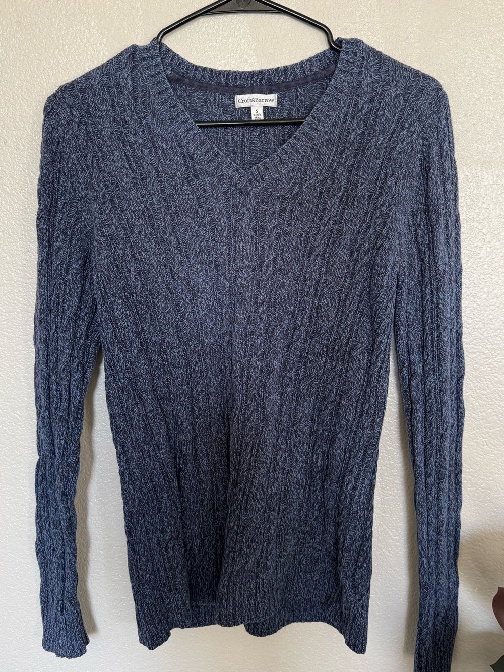 100% COTTON 90s Croft & Barrow V-Neck Cable Knit Sweater